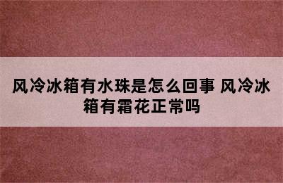 风冷冰箱有水珠是怎么回事 风冷冰箱有霜花正常吗